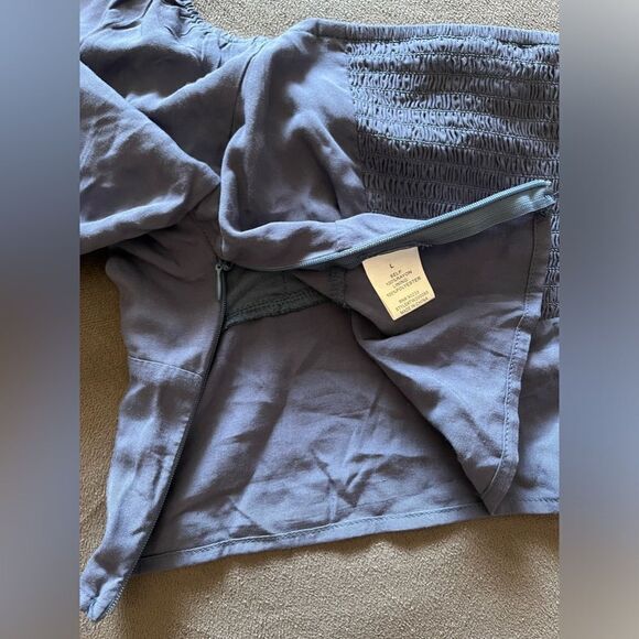 NWT Kendall & Kylie Long Sleeve Shirred Bodice Top Large Blue PACSUN - Picture 11 of 11